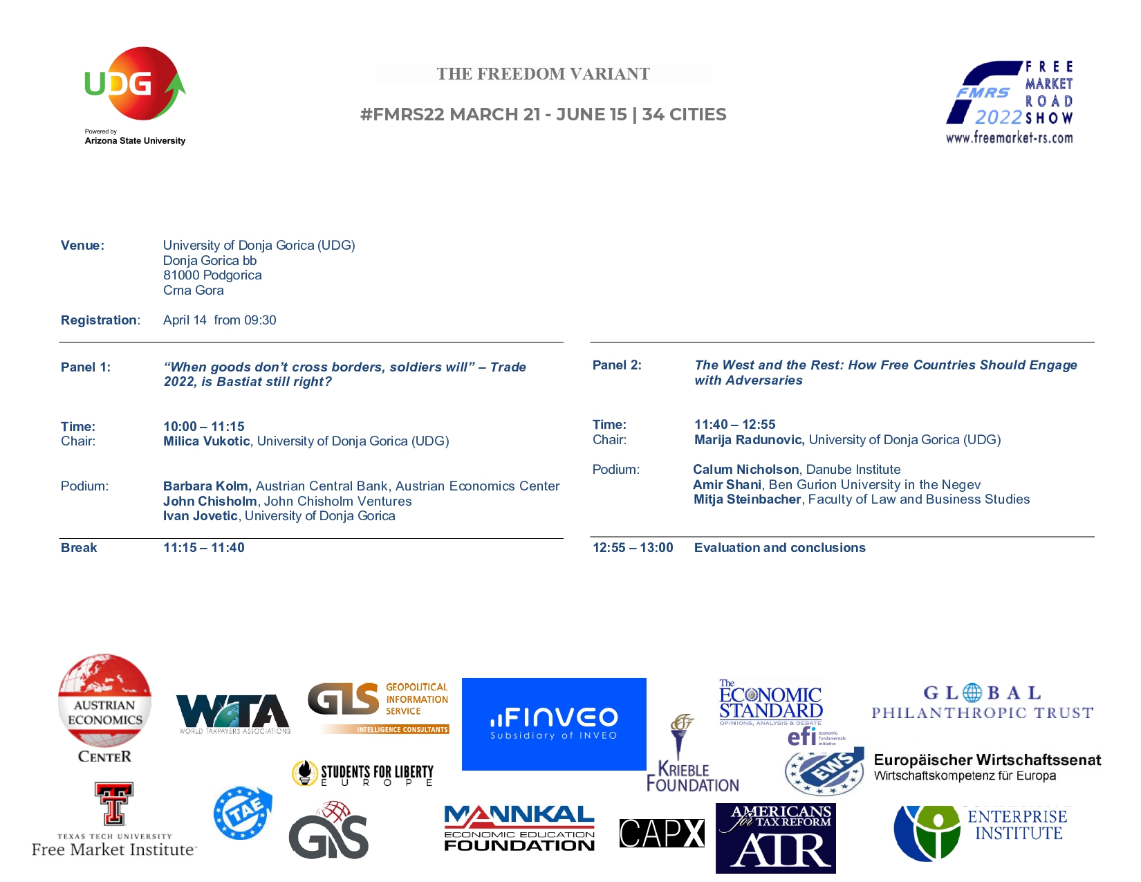 Free Market Road Show FMRS22 Podgorica at UDG