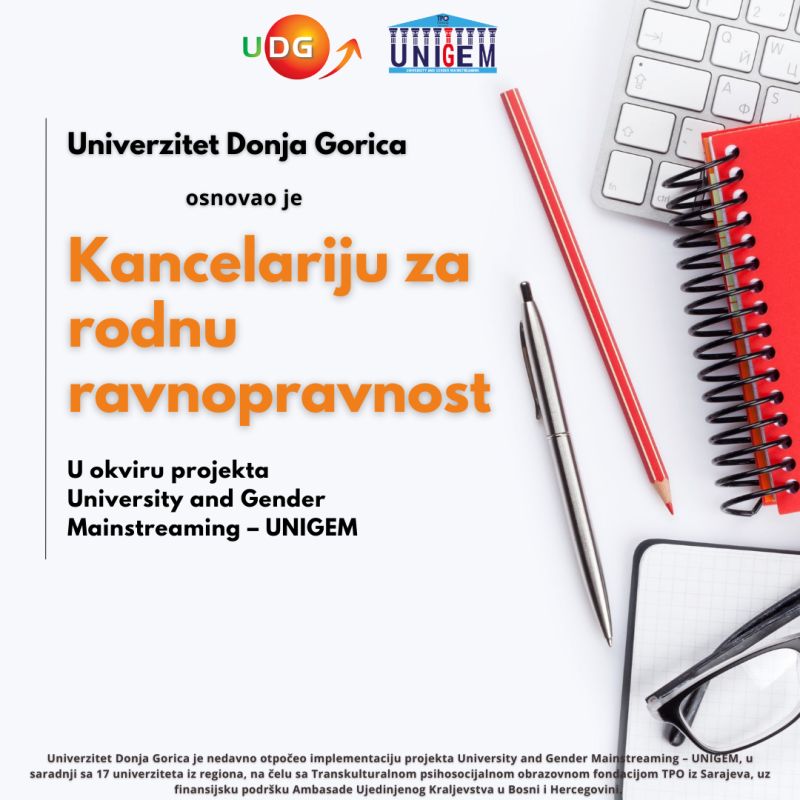 OFFICE FOR GENDER EQUALITY ESTABLISHED AT THE UNIVERSITY OF DONJA GORICA