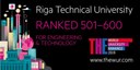TIMES HIGHER EDUCATION RANKED RTU AMONG 600 BEST UNIVERSITIES IN ENGINEERING AND TECHNOLOGY IN THE WORLD